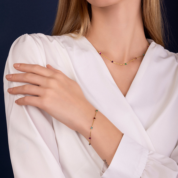 Золотое колье Francelli (арт. 352463жцв) – изображение 4