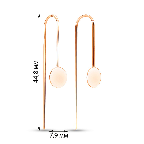 Сережки-протяжки из красного золота (арт. 105551) – изображение 2
