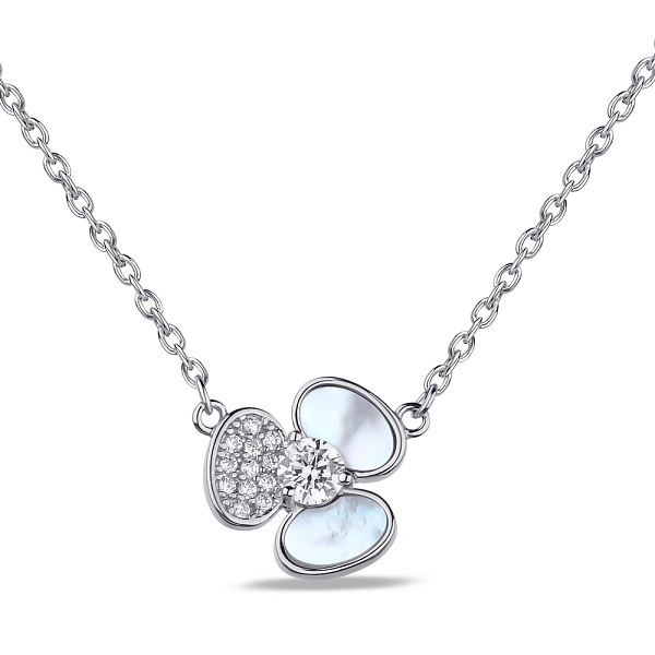 Колье серебряное с перламутром и с фианитами (арт. 7507/1942п) – изображение 1