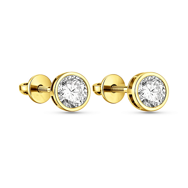 Золотые серьги пусеты с фианитом (арт. 110509ж) – изображение 1