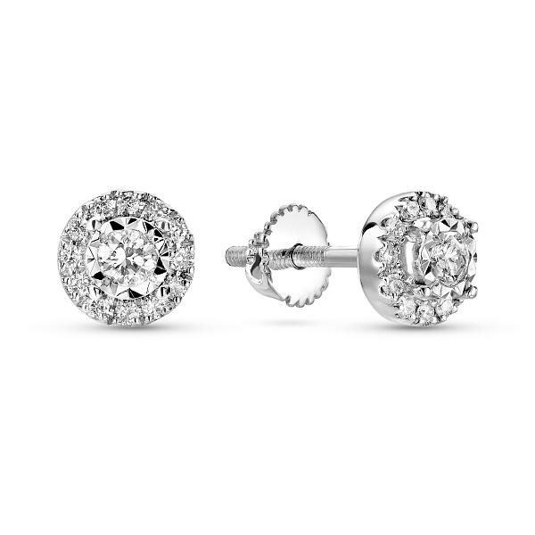 Пусеты из белого золота с бриллиантами (арт. С341080020б) – изображение 1