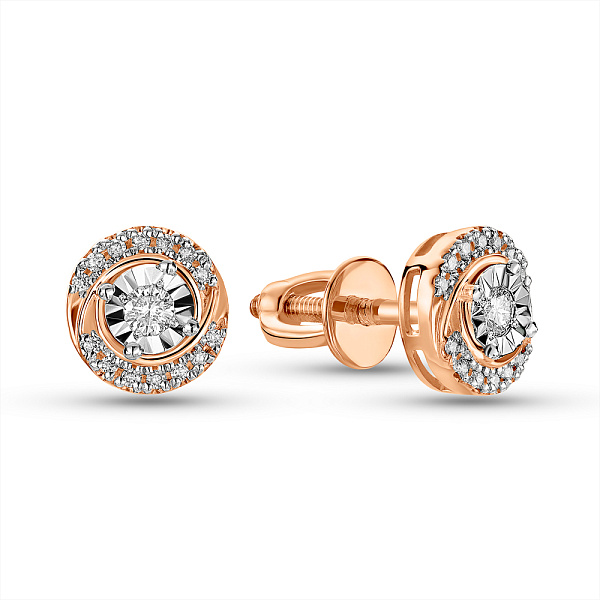 Пусети з червоного золота з діамантами (арт. Т011360010) – зображення 1