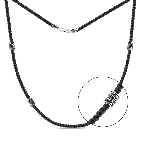 Шелковый шнурок с серебряными вставками (арт. 7307/263ш) – изображение 3