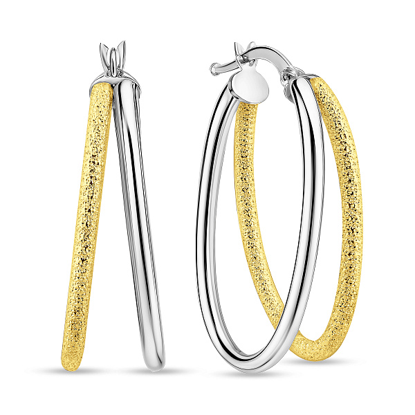 Серьги-кольца из желтого и белого золота (арт. 1091895/30жб) – изображение 1