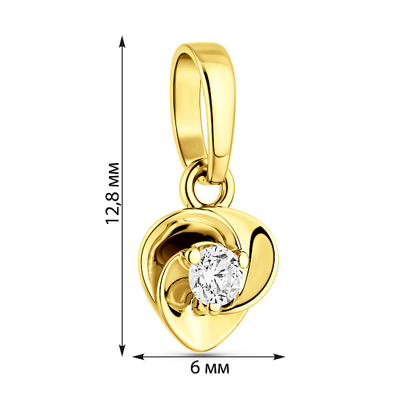 Підвіс з жовтого золота з фіанітом (арт. 440515ж) – зображення 2