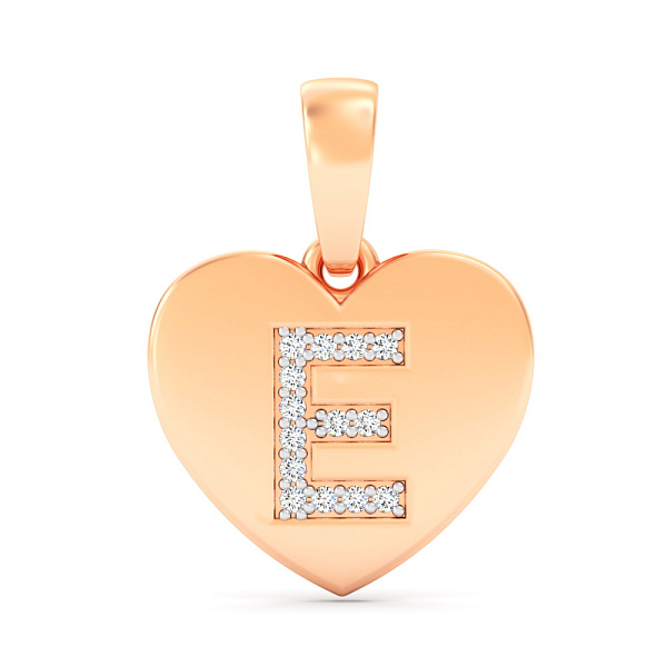 Кулон Буква Е из красного золота с фианитами (арт. 440984) – изображение 1