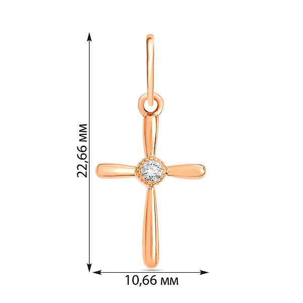 Золотая подвеска-крестик с фианитом (арт. 440457) – изображение 3