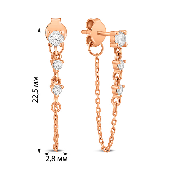 Пусети золоті з фіанітами (арт. 110017) – зображення 2