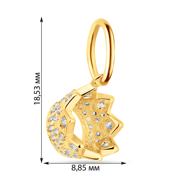 Золотой подвес Корона с россыпью фианитов (арт. 424520ж) – изображение 3