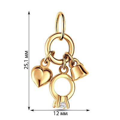 Золотая подвеска «Помолвочное кольцо» с фианитом (арт. 423541ж)