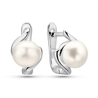 Серебряные серьги с жемчугом (арт. 7502/2187073жб)