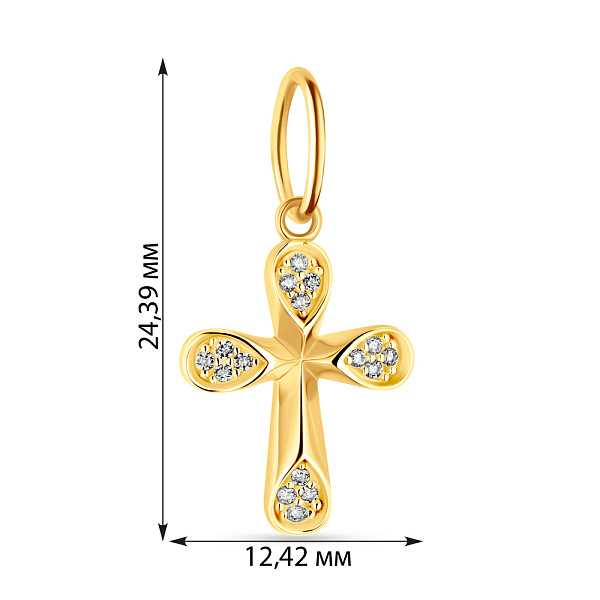 Хрестик з жовтого золота з фіанітами  (арт. 424522ж) – зображення 2