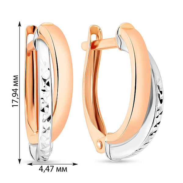 Сережки з комбінованого золота (арт. 104732кб) – зображення 4