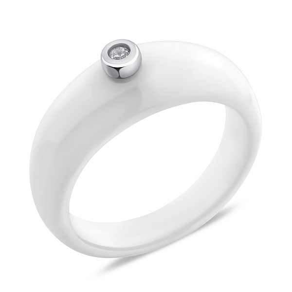 Кольцо из серебра и керамики с фианитом (арт. 7501/6959кмб) – изображение 1
