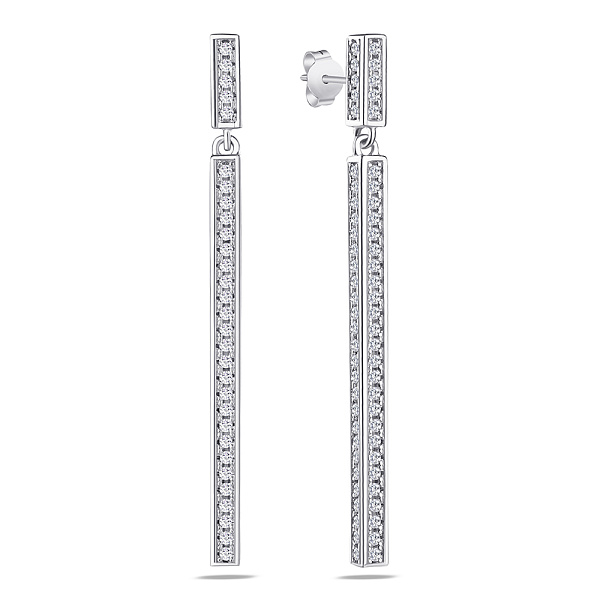Серебряные серьги пусеты с фианитами (арт. 7518/5231) – изображение 1