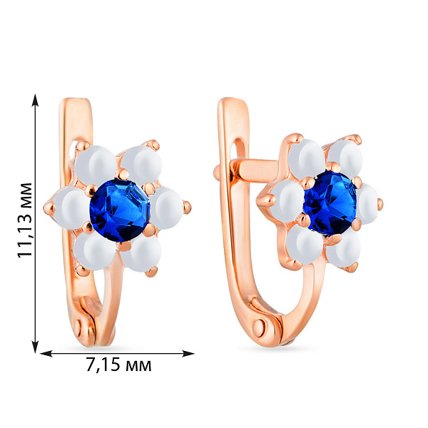Детские золотые серьги «Цветочки»  с фианитами (арт. 110154сд) – изображение 2
