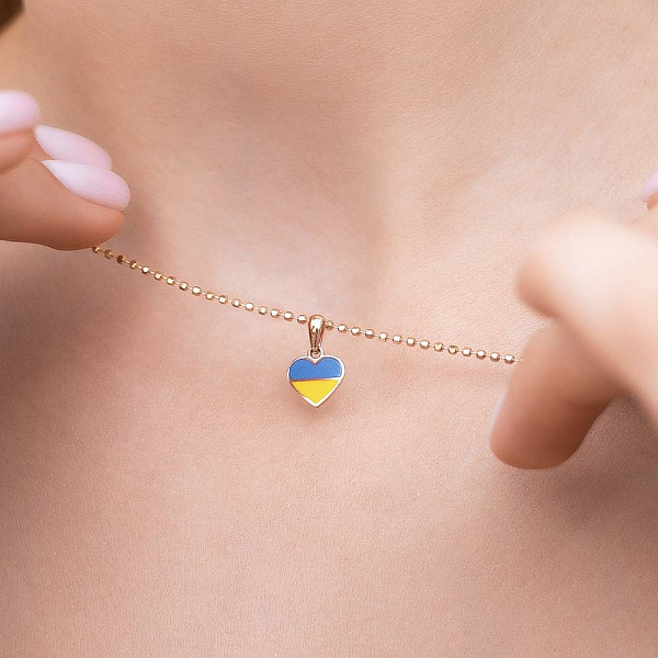 Золотий підвіс "Серце" з блакитною і жовтою емаллю (арт. 440740есж) – зображення 2