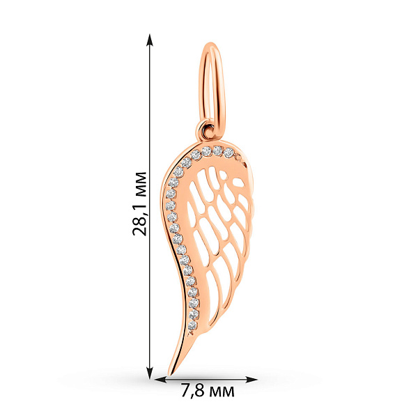 Золотой подвес Крыло с фианитами (арт. 424948) – изображение 3