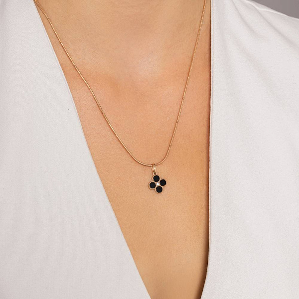 Подвеска из красного золота с фианитом и ониксом (арт. 441202о) – изображение 2