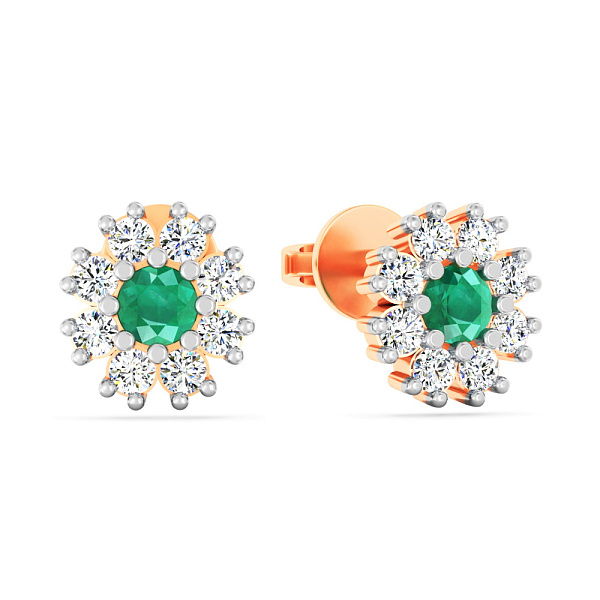 Золотые серьги с изумрудом и бриллиантами (арт. Т011692и) – изображение 1