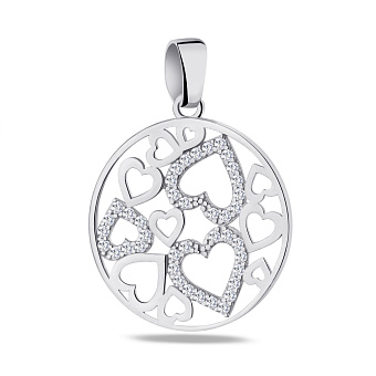 Фото Подвес из серебра "Сердечки" с фианитами (арт. 7503/3627)