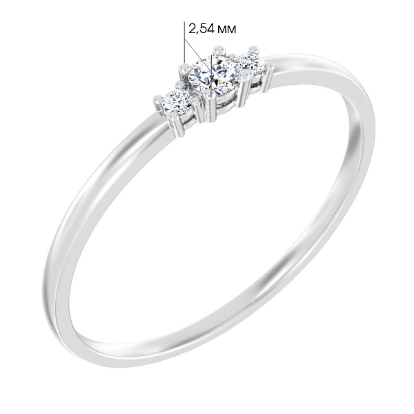 Кольцо из белого золота с тремя бриллиантами (арт. К011250010б) – изображение 2