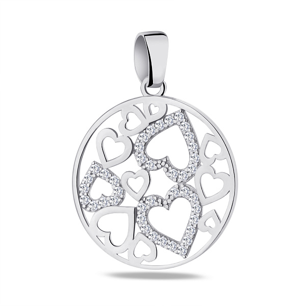 Подвес из серебра "Сердечки" с фианитами (арт. 7503/3627) – изображение 1