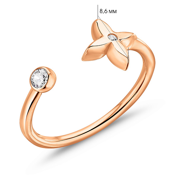 Незамкнутое золотое кольцо с фианитами (арт. 155431) – изображение 3