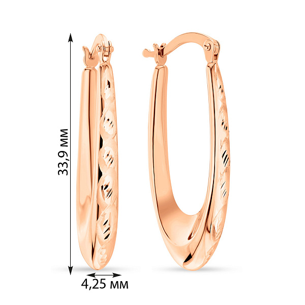 Серьги из красного золота с алмазной гранью (арт. 108824/30) – изображение 2
