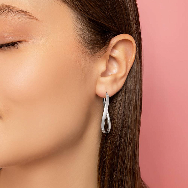 Серьги из белого золота без камней (арт. 1091101/35б) – изображение 2