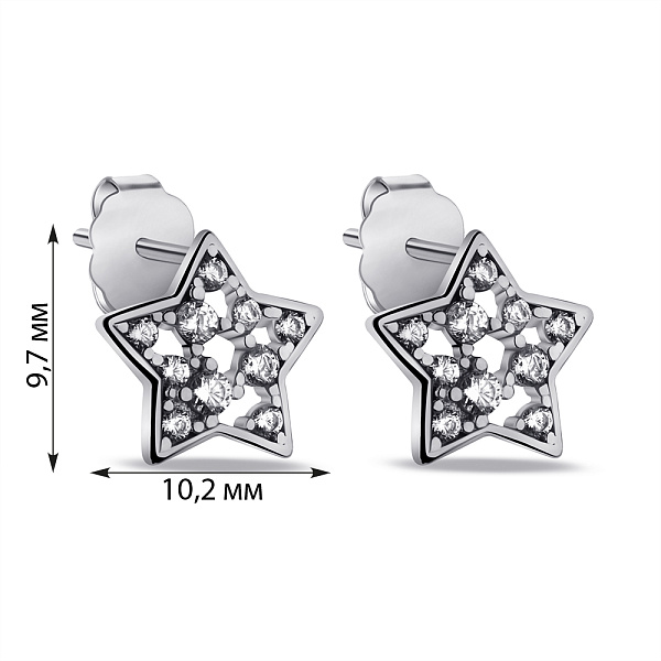 Серебряные серьги-пусеты Звездочки (арт. 7518/6792) – изображение 2