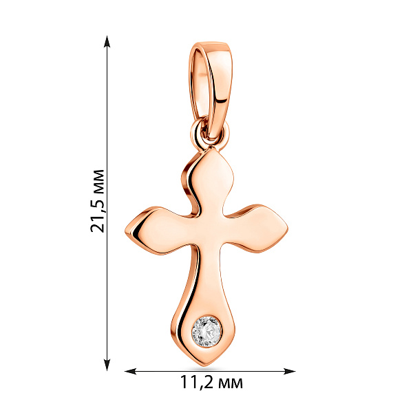 Крестик из красного золота с фианитом (арт. 440690) – изображение 3