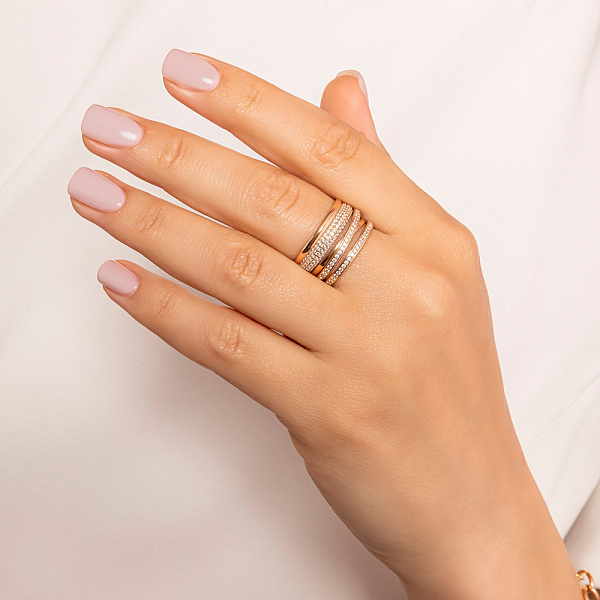 Широкое кольцо Синергия из золота с фианитами (арт. 140855) – изображение 3