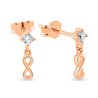 Фото Золоті сережки-пусети з підвіскою "Нескінченність" (арт. 108783)