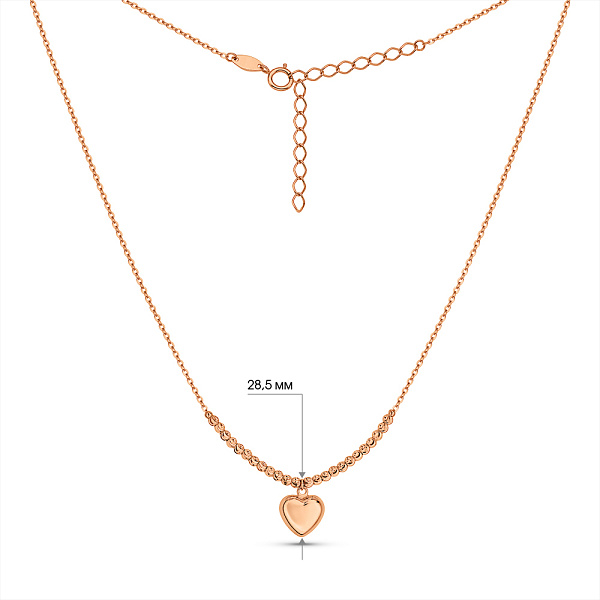 Золотое колье Сердце без камней (арт. 352974) – изображение 4