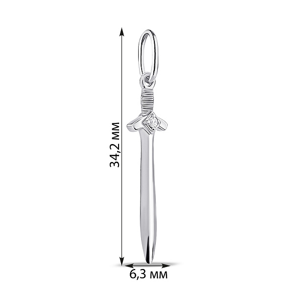 Серебряный подвес Меч с фианитом (арт. 7503/4328) – изображение 2