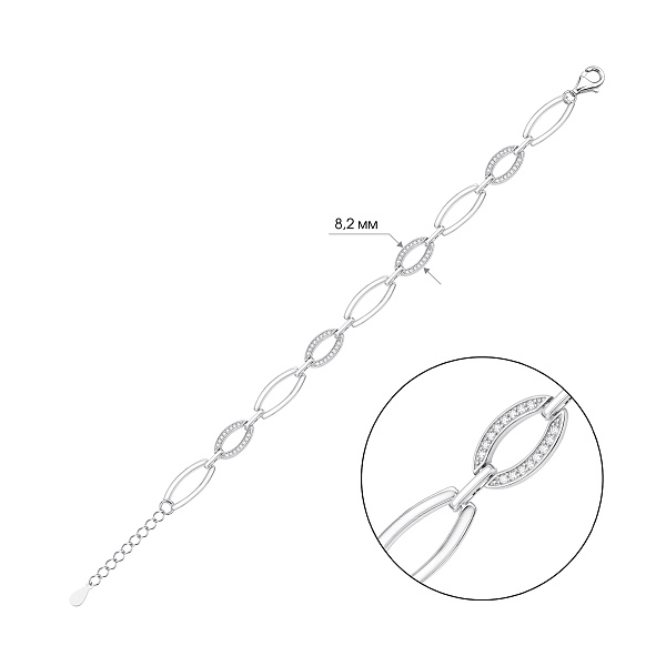 Массивный серебряный браслет с фианитами (арт. 7509/5507) – изображение 2