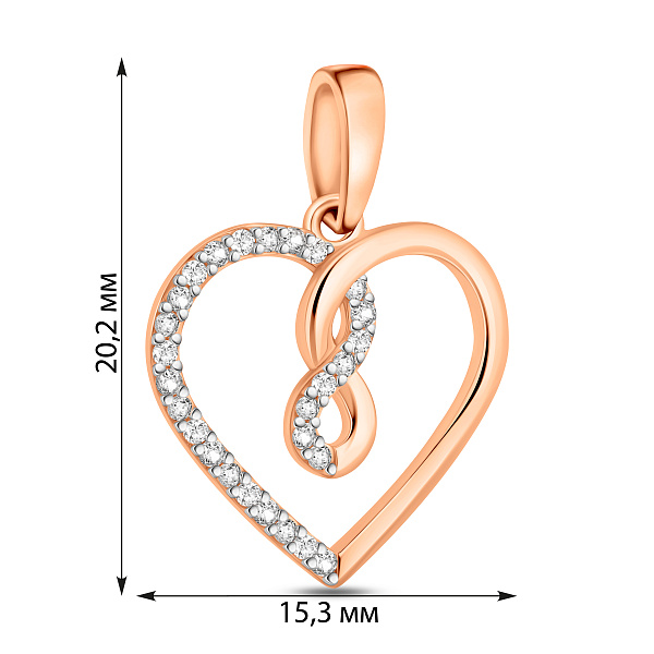 Золотая подвеска Сердечко с фианитами (арт. 440974) – изображение 3