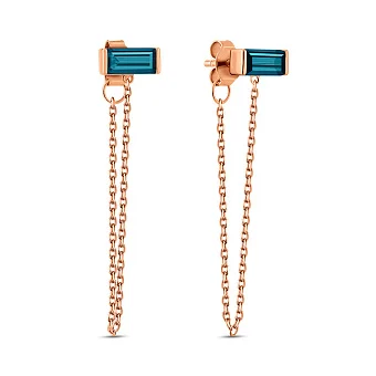 Сережки з червоного золота з топазом Лондон (арт. 110098Пл)