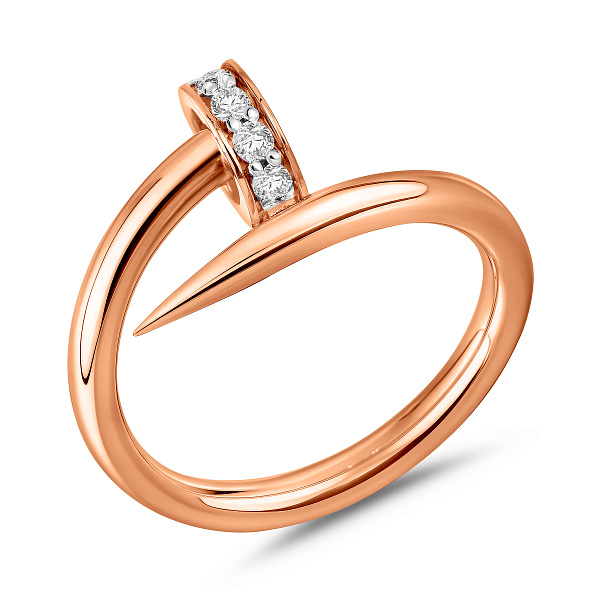 Незамкнутое золотое кольцо Гвоздь с фианитами (арт. 140874) – изображение 1