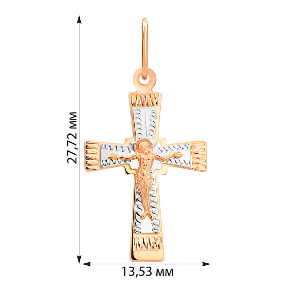 Золотий натільний хрестик з розп'яттям (арт. 529402) – зображення 2