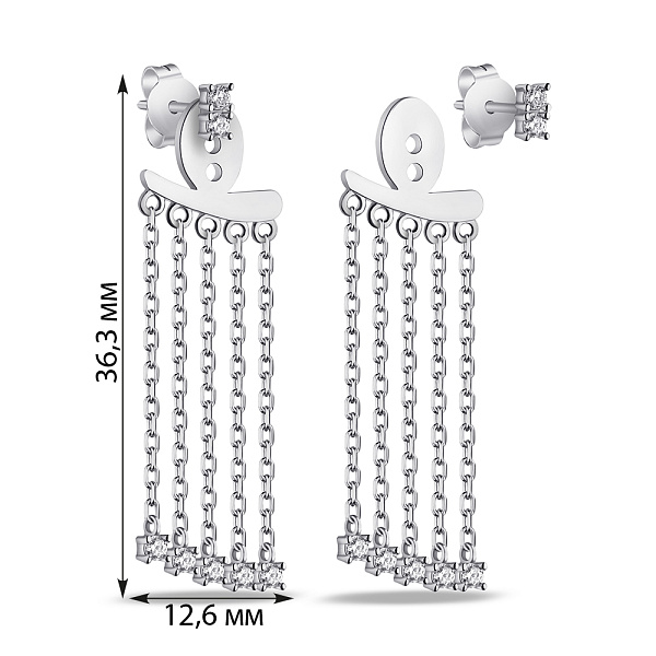 Серьги-трансформеры из серебра с фианитами (арт. 7518/7068) – изображение 2