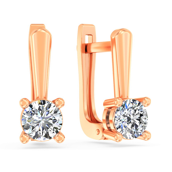 Серьги из красного золота с фианитами (арт. 110961) – изображение 1