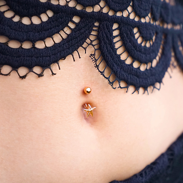 Золотой пирсинг в пупок (арт. 360243) – изображение 3