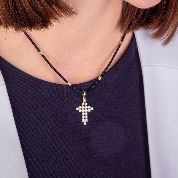 Шелковый шнурок с золотыми вставками (арт. 360144ж) – изображение 3