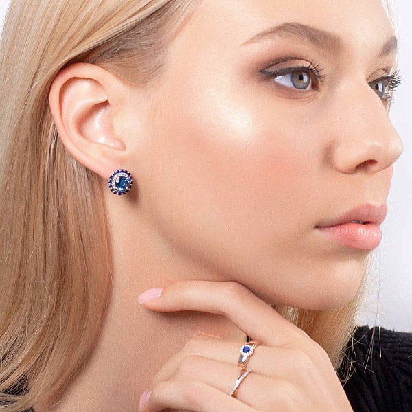 Сережки золоті з діамантами і з топазом (арт. С011143Пблс) – зображення 4