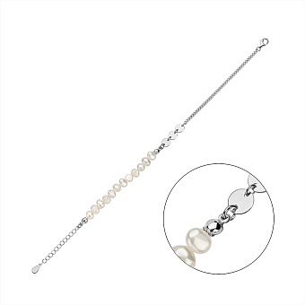 Фото Браслет из серебра с жемчугом (арт. 7509/3605жб)