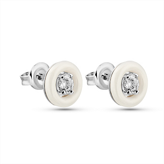 Серьги из серебра с керамикой и фианитами (арт. 7518/1329726кмб)