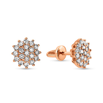 Фото Серьги-пусеты из золота с россыпью бриллиантов (арт. 2191504201)