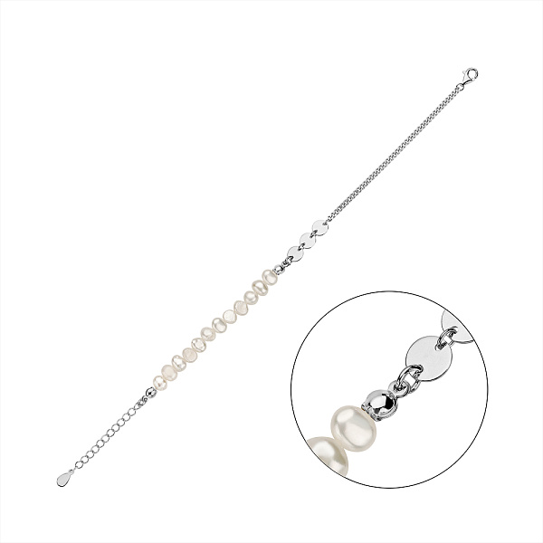 Браслет из серебра с жемчугом (арт. 7509/3605жб) – изображение 1
